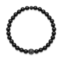 Men's Wristband with Matte Onyx and Black CZ Diamond
