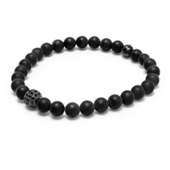 Men's Wristband with Matte Onyx and Black CZ Diamond