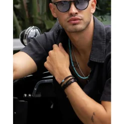 Men's Wristband with Matte Onyx and Black CZ Diamond