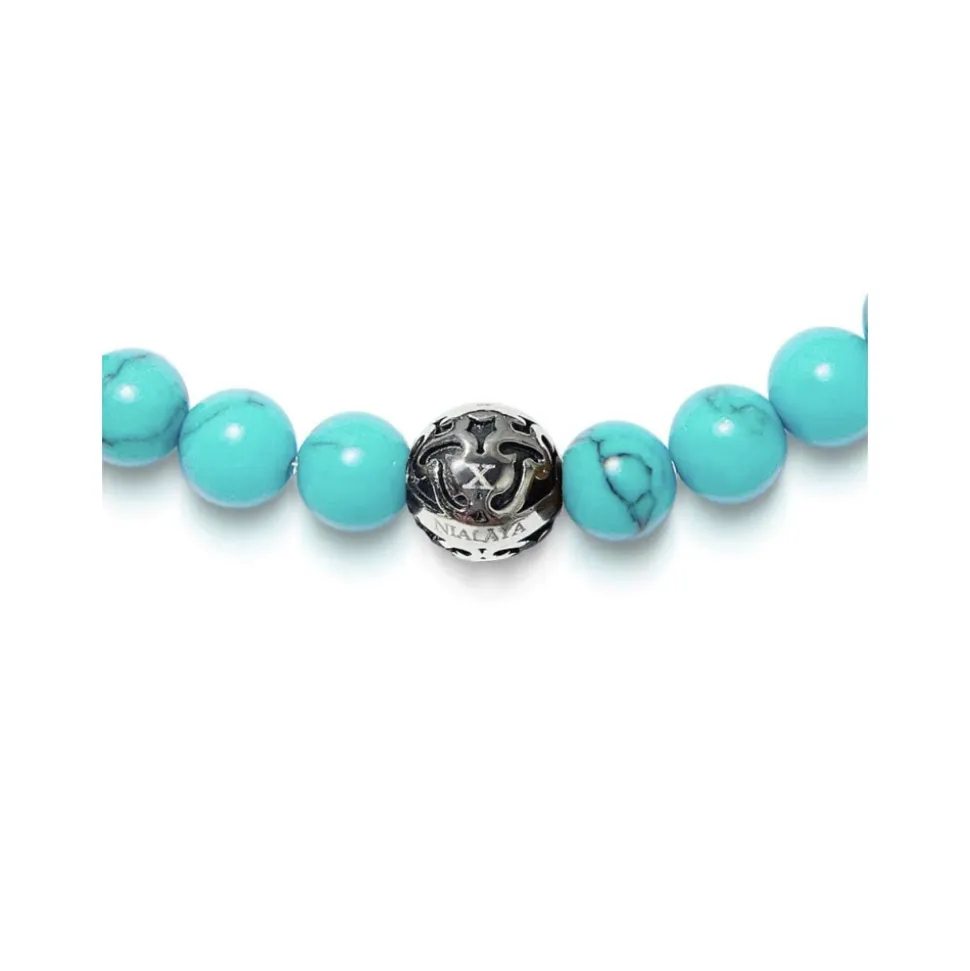 Men's Wristband with Turquoise and Silver