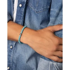 Men's Wristband with Turquoise and Silver