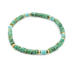 Men's Wristband with Turquoise and African Turquoise Heishi Beads