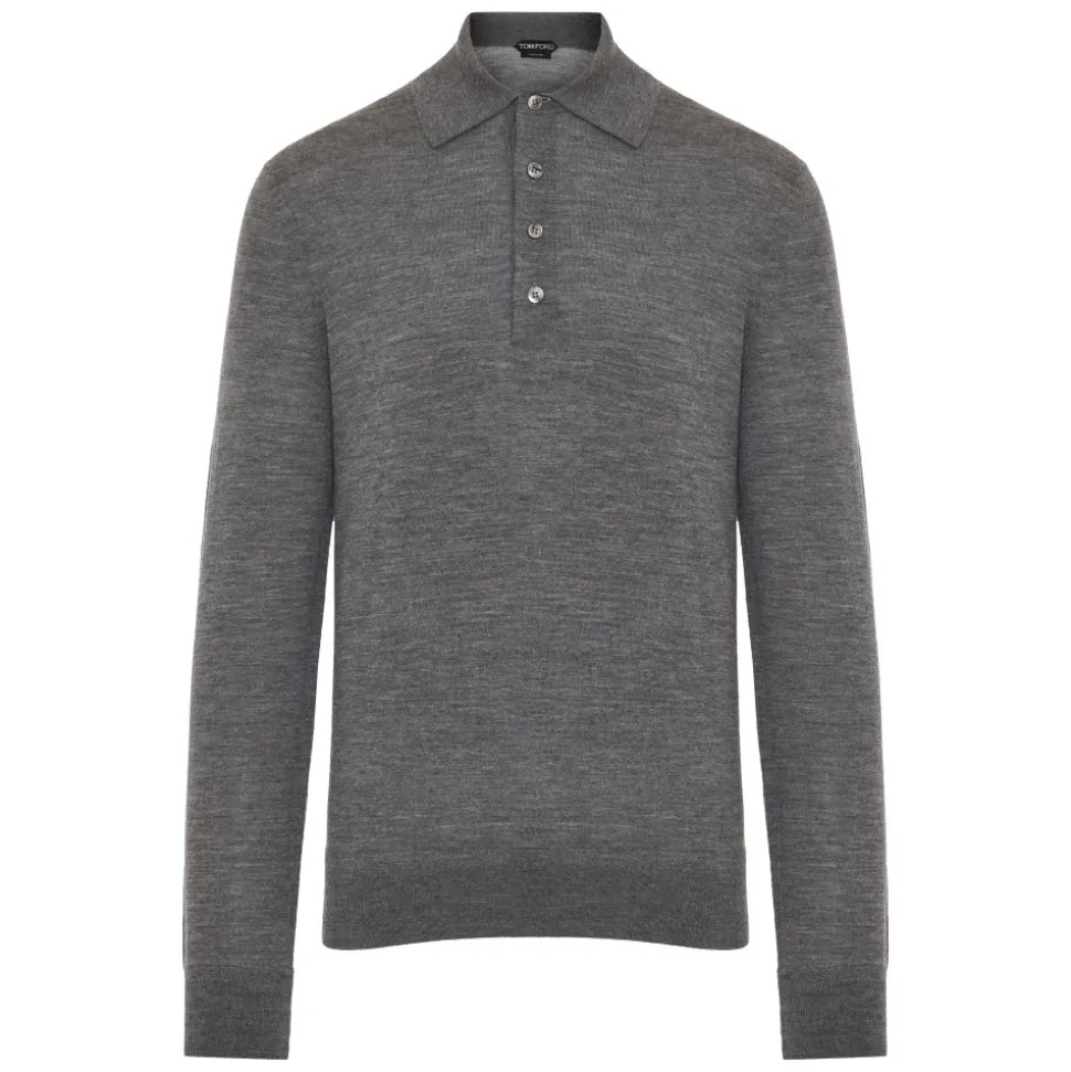Merino Woll Polo Shirt mit Knöpfen