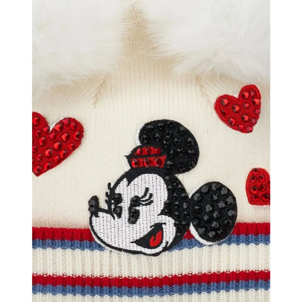 Minnie Mouse Mütze, Herzen und Bommel