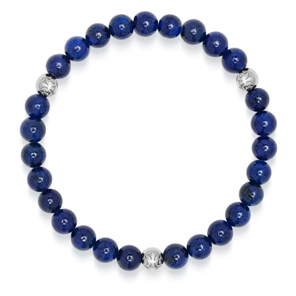 6mm Lapis Lazuli Bracelet with Silver Balls