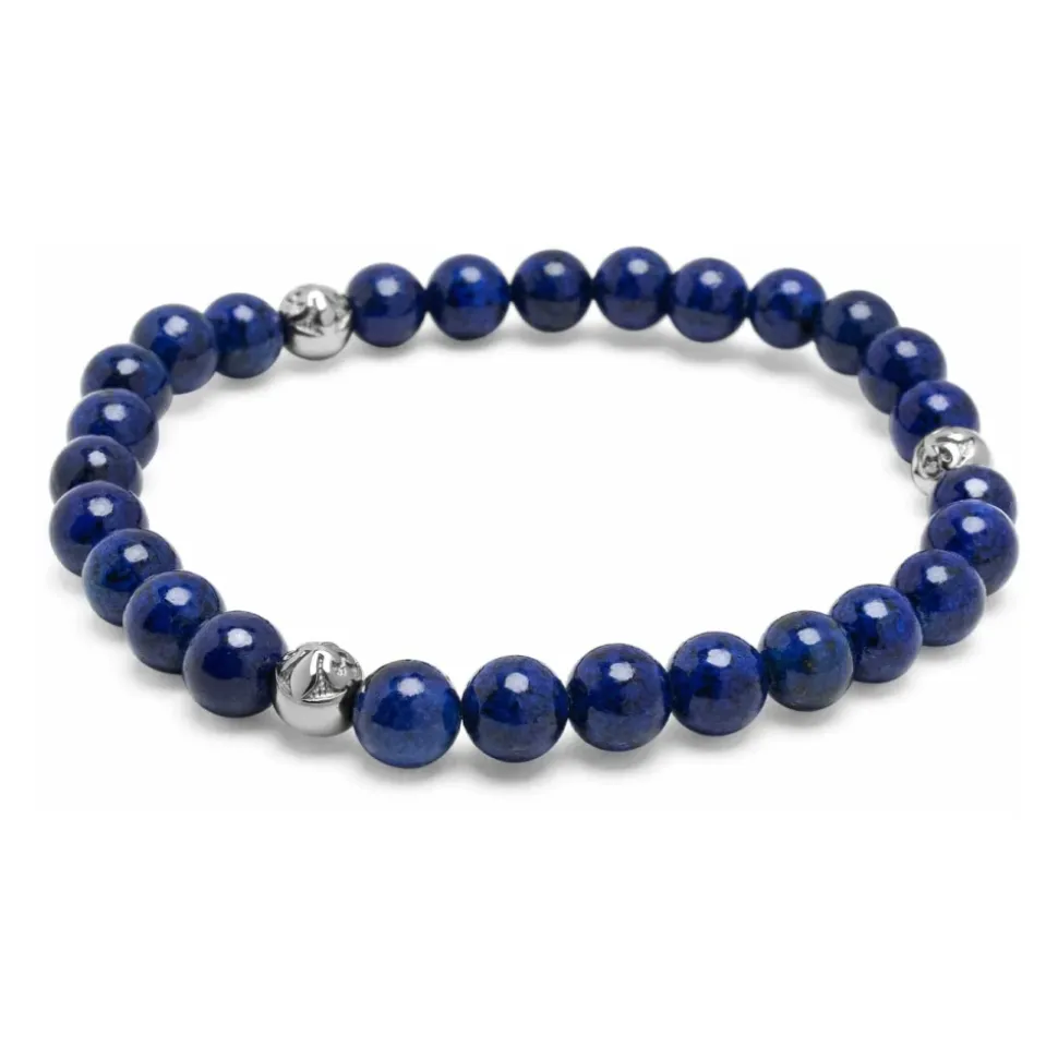 6mm Lapis Lazuli Bracelet with Silver Balls