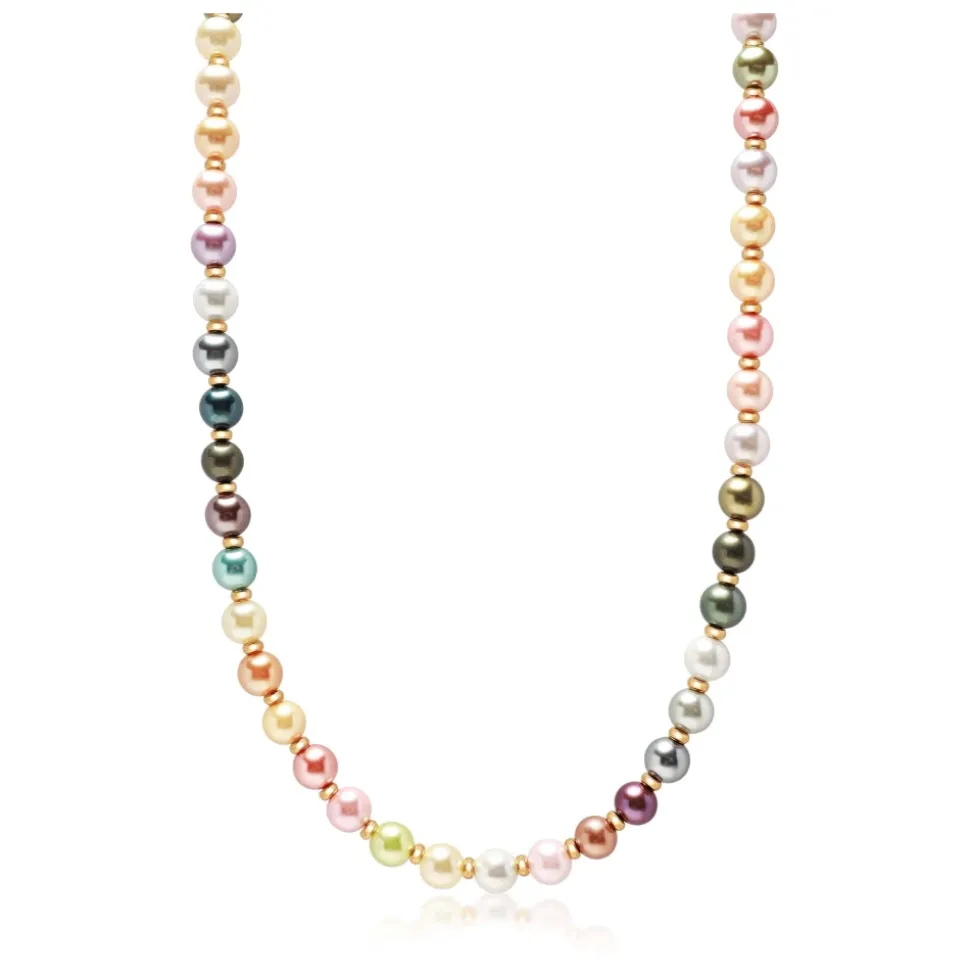 8mm Pastel Pearl Necklace with Gold