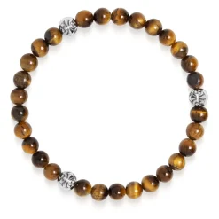 6mm Tiger Eye Bracelet with Silver Balls