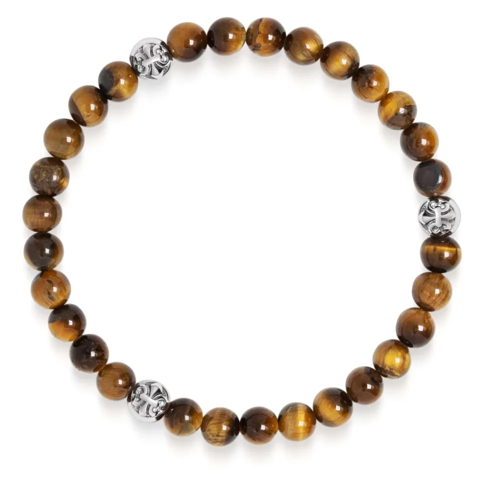 6mm Tiger Eye Bracelet with Silver Balls
