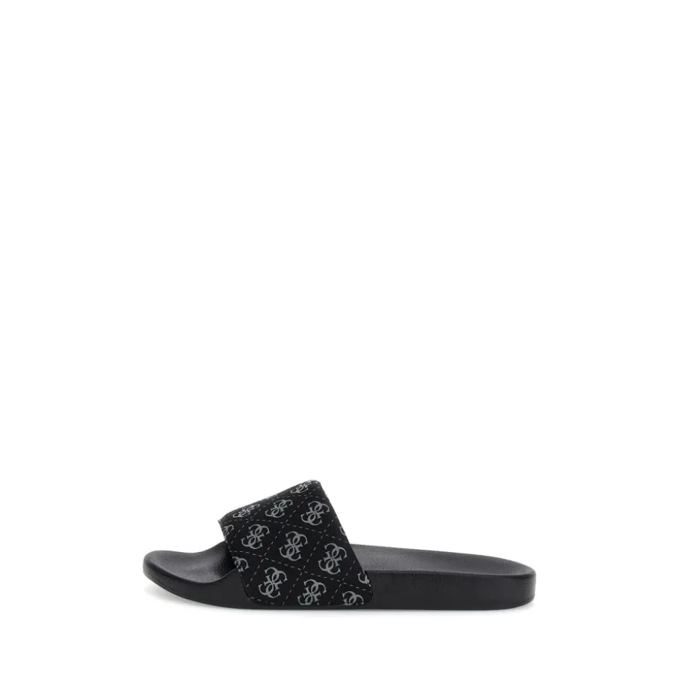 Monogramm Slides - Schwarz Logo Print