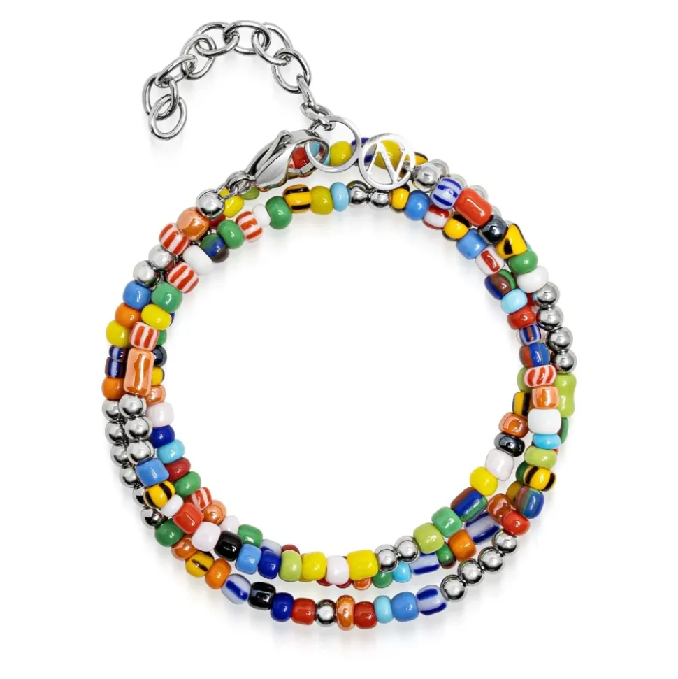 Multicolor Trifocal Beaded Wrap Bracelet