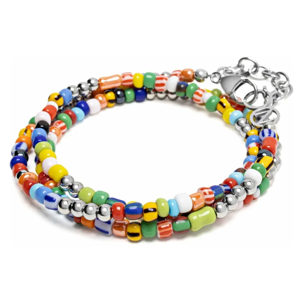 Multicolor Trifocal Beaded Wrap Bracelet