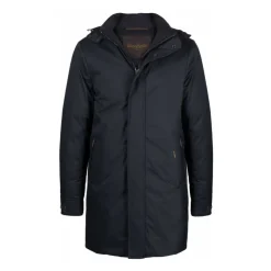 Navyblaue Daunenjacke mit Kapuze