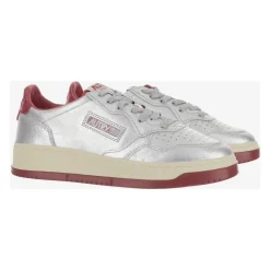Niedrige Leder Sneakers Unisex Silber Rot