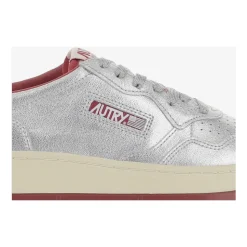 Niedrige Leder Sneakers Unisex Silber Rot