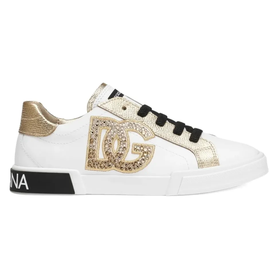 Niedriger Weiß/Gold Sneaker