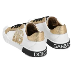 Niedriger Weiß/Gold Sneaker