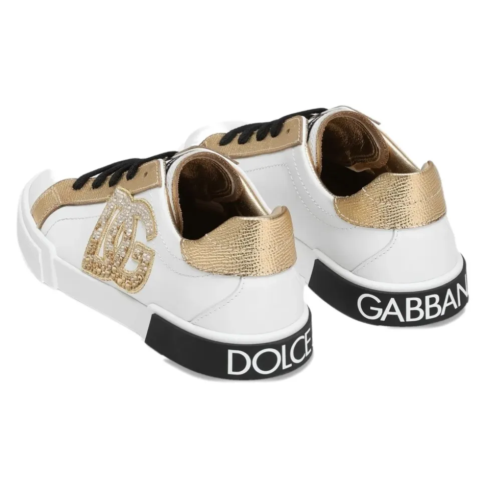 Niedriger Weiß/Gold Sneaker