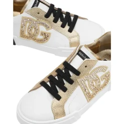 Niedriger Weiß/Gold Sneaker