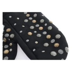 Nieten Shearling Handschuhe - Schwarz