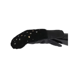 Nietenbesetzte Lammfellhandschuhe