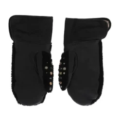 Nietenbesetzte Lammfellhandschuhe