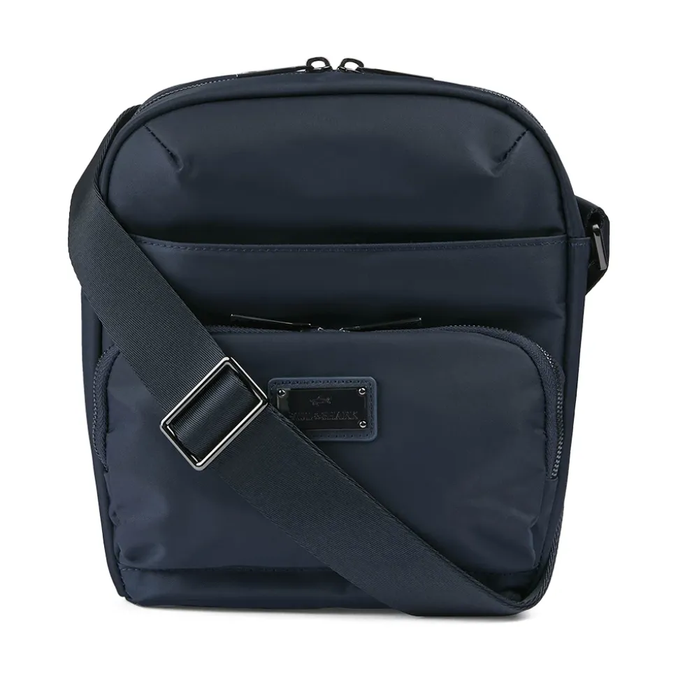 Nylon Messenger Tasche mit Lederbesatz