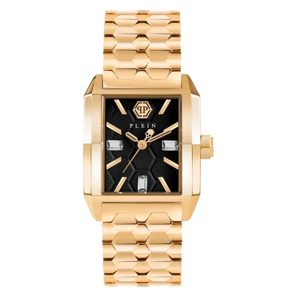 Offshore Square Goldene Uhr Schwarzes Zifferblatt