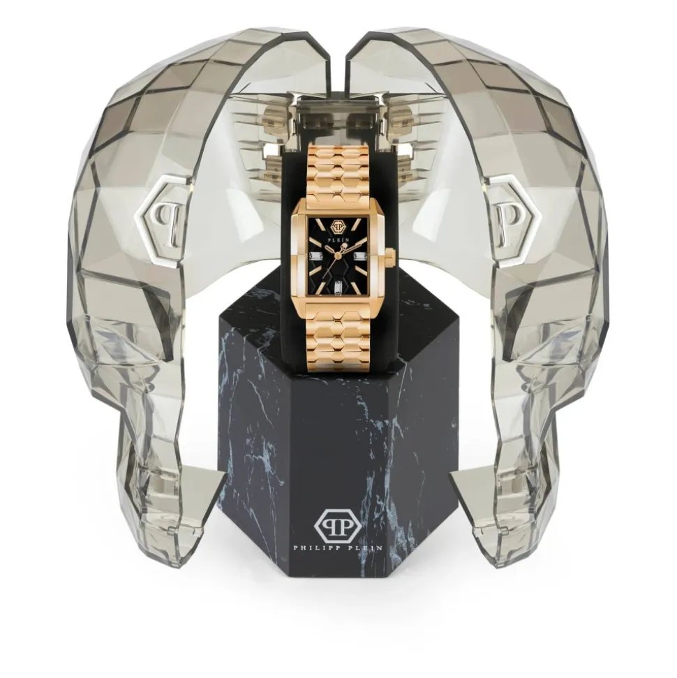 Offshore Square Goldene Uhr Schwarzes Zifferblatt