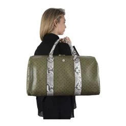 Oliven Grüne Handtasche aus gehämmertem Kalbsleder