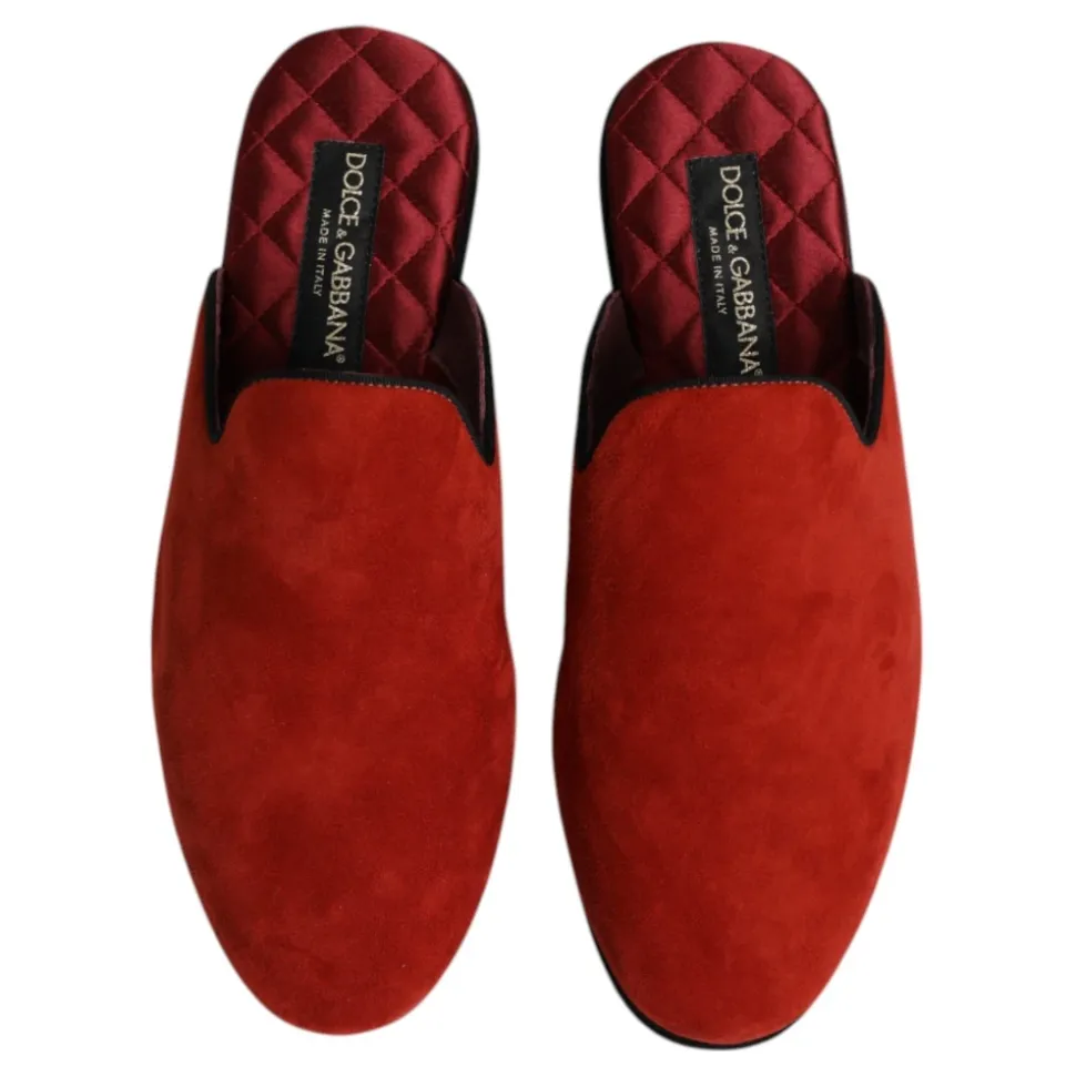 Orange Wildleder Slides Flache Schuhe