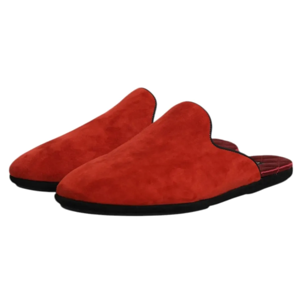 Orange Wildleder Slides Flache Schuhe
