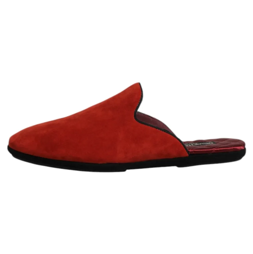 Orange Wildleder Slides Flache Schuhe