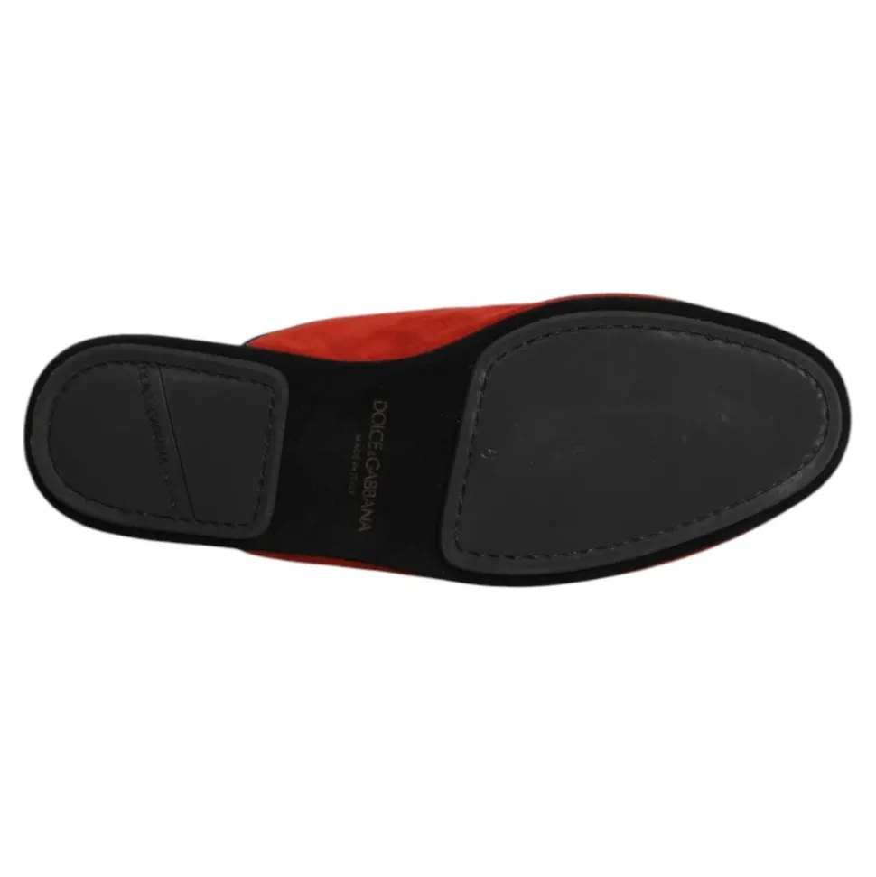 Orange Wildleder Slides Flache Schuhe