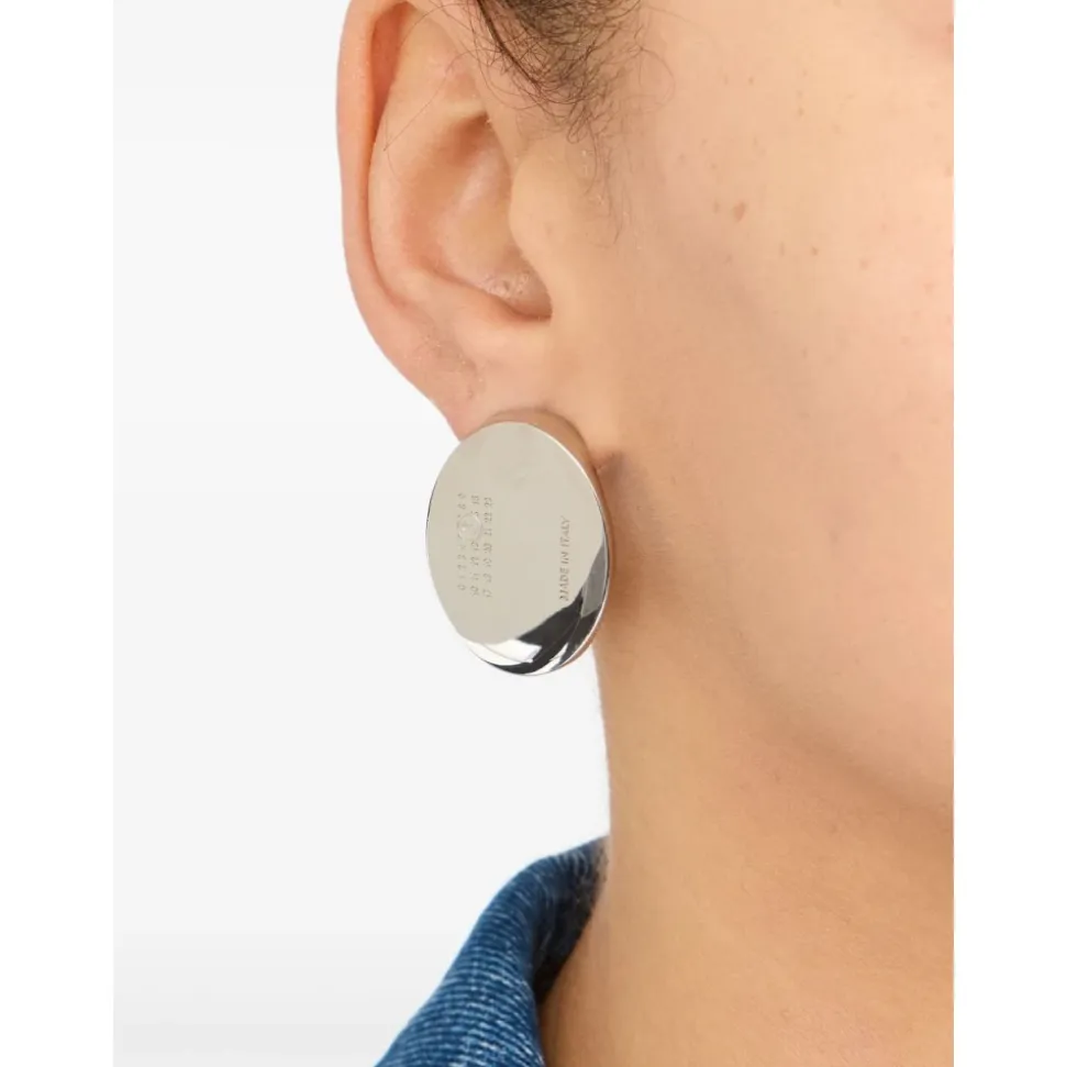 Oval Numbers Motif Earring