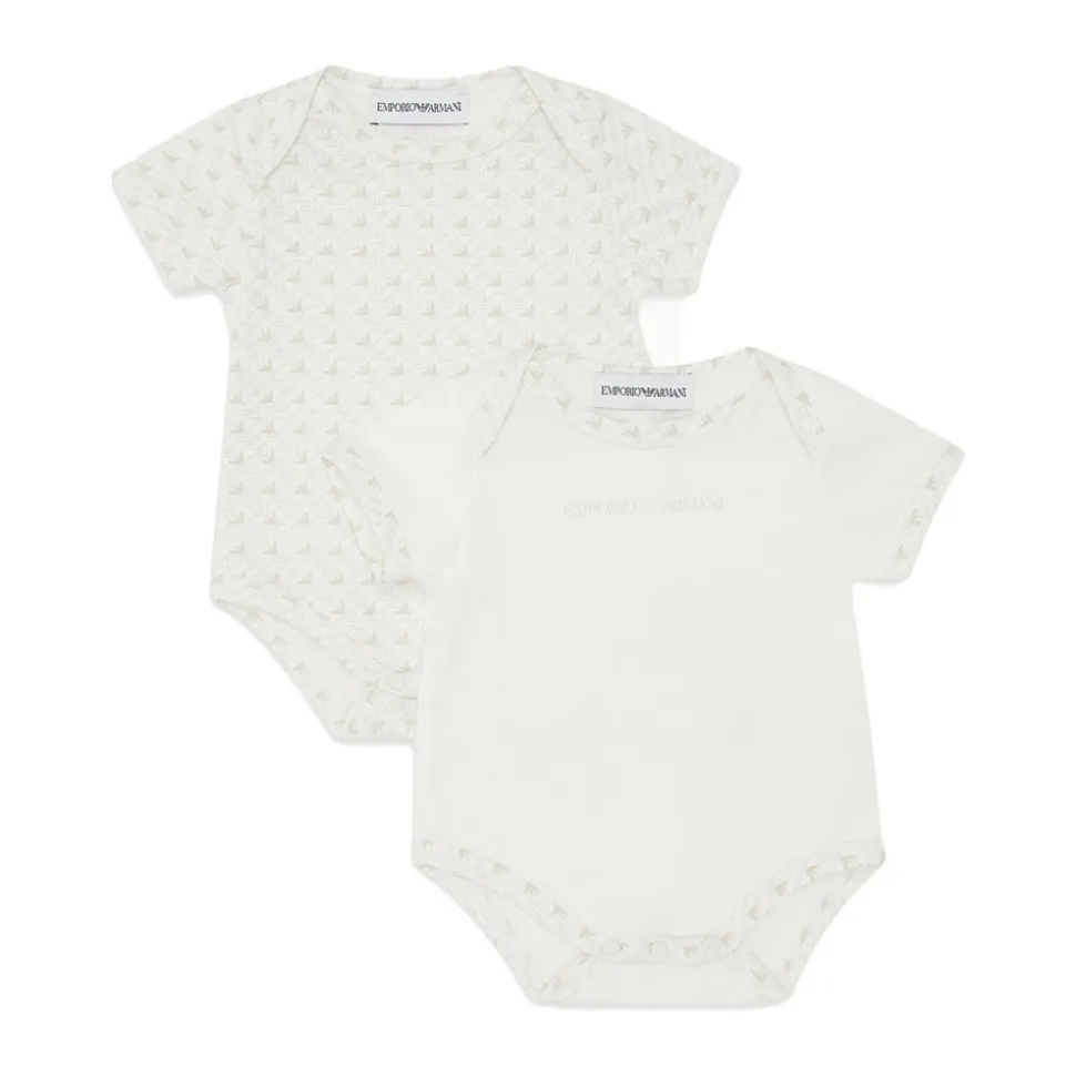 Packung mit zwei Jersey-Bodys mit Op-Art-Adlern und Logo