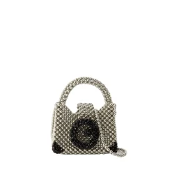 Perlen Schultertasche - Silber