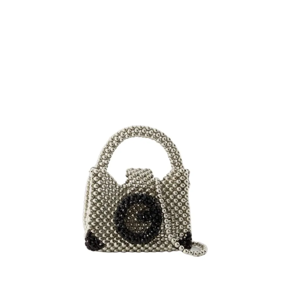 Perlen Schultertasche - Silber