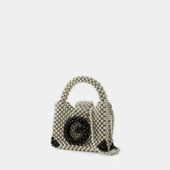 Perlen Schultertasche - Silber