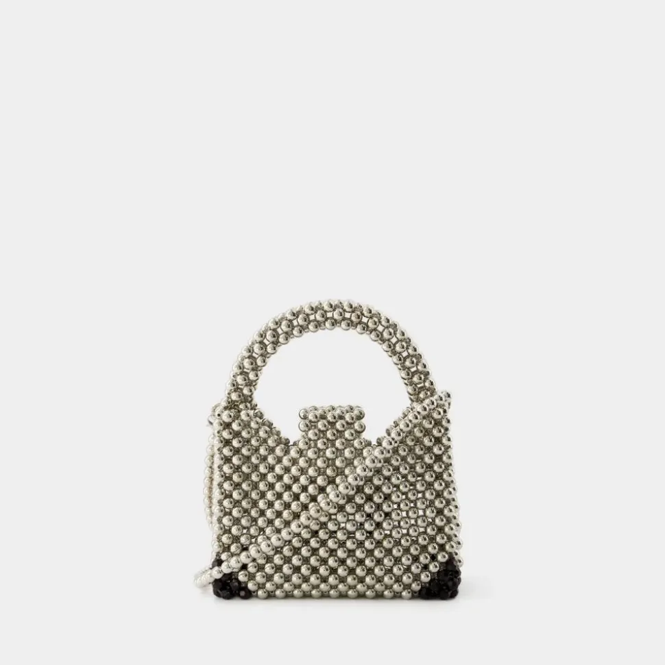 Perlen Schultertasche - Silber