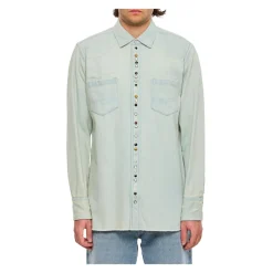 Perlenbesetzte Denimbluse