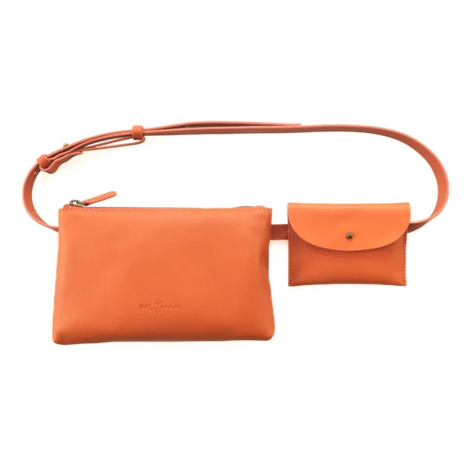 Petra, orangefarbene Gürteltasche aus Leder