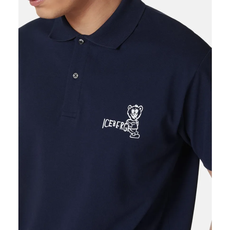 Piqué-Polohemd mit Bären-Print