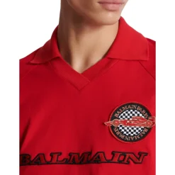 Piqué-Poloshirt aus Baumwolle mit Racing-Stickerei