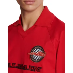 Piqué-Poloshirt aus Baumwolle mit Racing-Stickerei