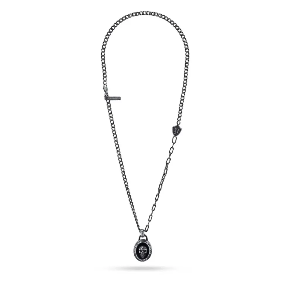 POLICE Herren Kette Silber Totenkopf Anhänger PEAGN2212112