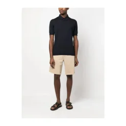 Polo Pullover aus Mitternachtsblauer Merinowolle