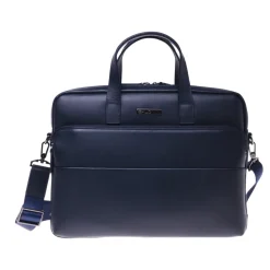 Professional bag in blue leather and nylon