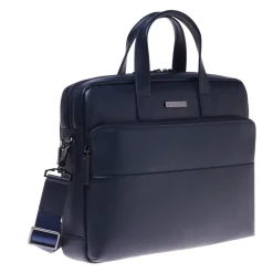 Professional bag in blue leather and nylon