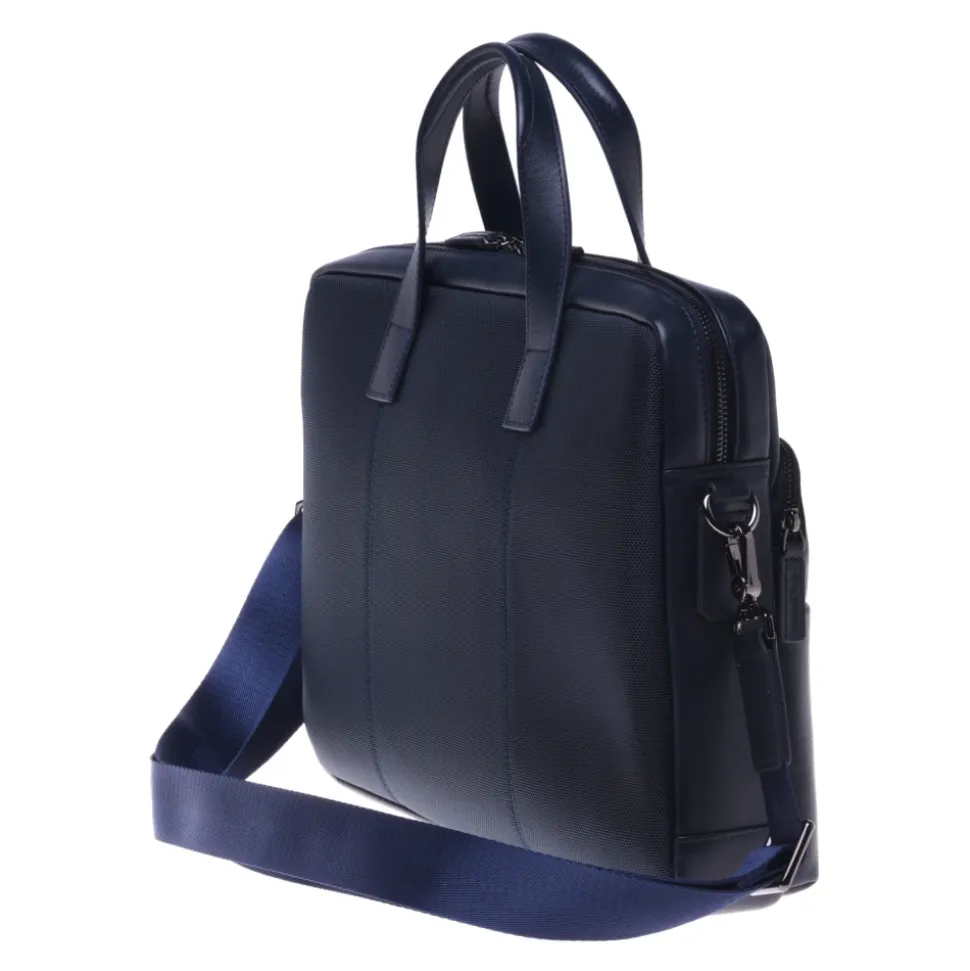 Professional bag in blue leather and nylon
